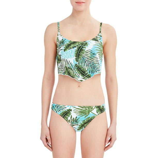 Marks & Spencer Khaki Green Stripe Bikini Bottoms Size 12 Hipsters Swimwear